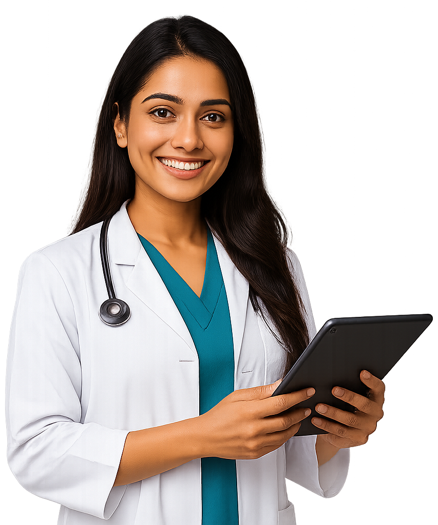 Modern Indian healthcare professional using ZentoCare